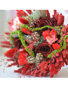 bouquet de fleurs séchées ton rouge 2